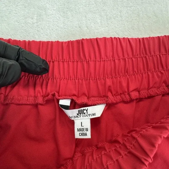 Juicy Couture Pants Womens Large Red White Cargo Elastic Waist‎ Track Polyester - Picture 5 of 11